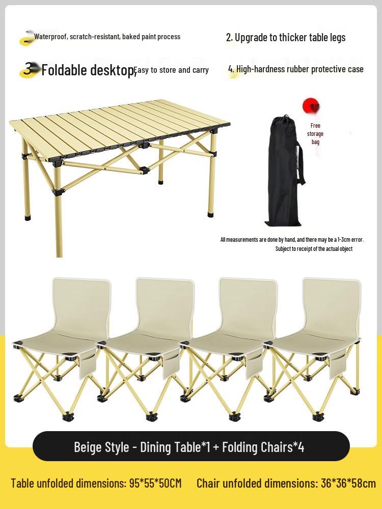 Portable Folding Table and Chair Set for Camping, Picnics, Beach, Barbecue, Car, or Sketching