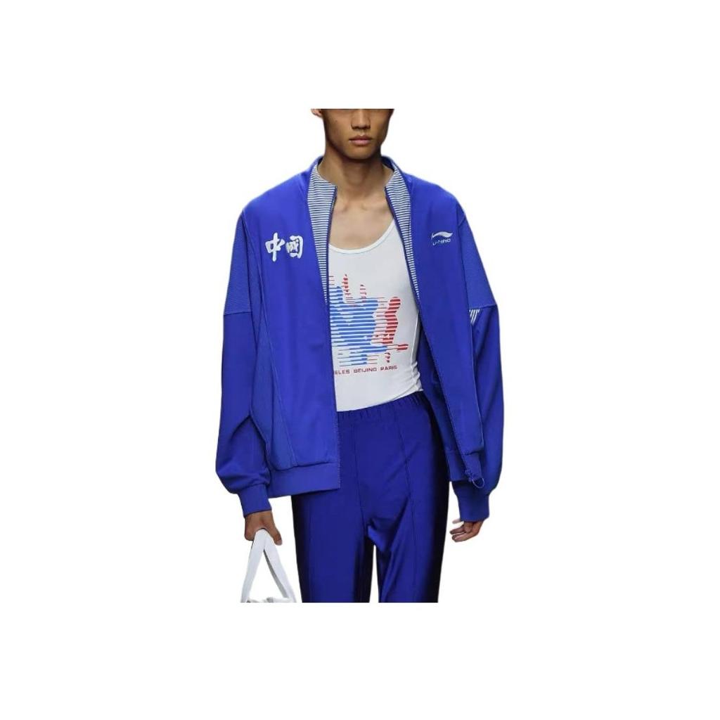 Li Ning Sports Fashion Series Retro Casual Color Block Jacket Unisex Jackets Bright-Royal-Blue AFDN453-1