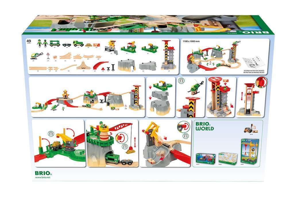 BRIO Cargo Mountain Set 36010, for ages 3 and up. [Toy, Wooden Toy, Wooden Rail, Rail Set, Gift (Birthday/Christmas)]