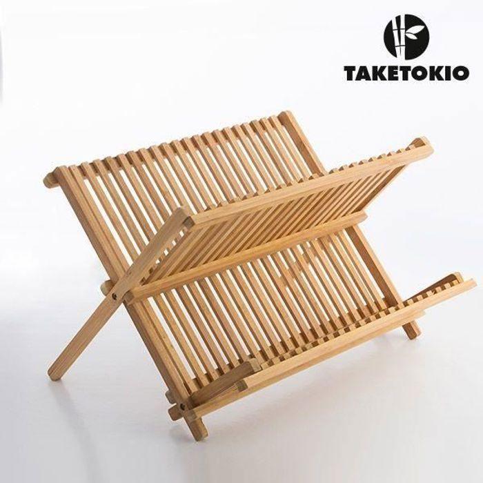 Geschirrabtropfgestell - CELLUSTOP - Faltbar aus Bambus - Ergonomisch - Natürliches Design - Unverzichtbares Utensil
