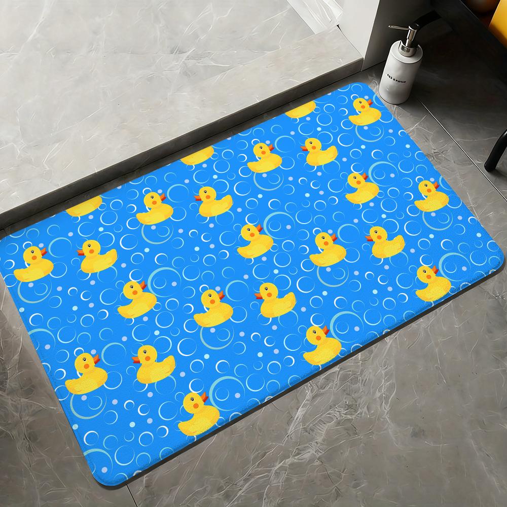Cartoon Rubber Duck Floor Mat Flannel Rugs Soft Winter Warmth Floor Mat Thickened Non-Slip for Living Room Home Door Mat