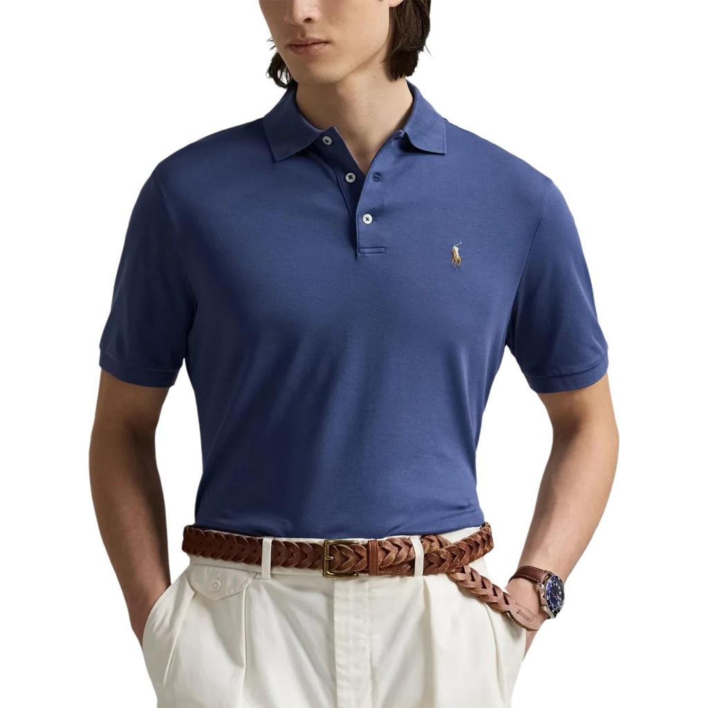 Polo Ralph Lauren Solid Color Small Pony Embroidered Casual Plain Short Sleeve Polo Shirt Men Tops Gray Blue 710870645-013