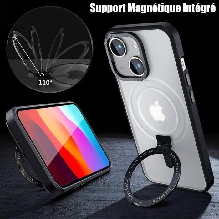 Protective Case for iPhone 15 - BOOLING - Reinforced Shockproof - Black - Rotating Magnetic Stand - Rigid