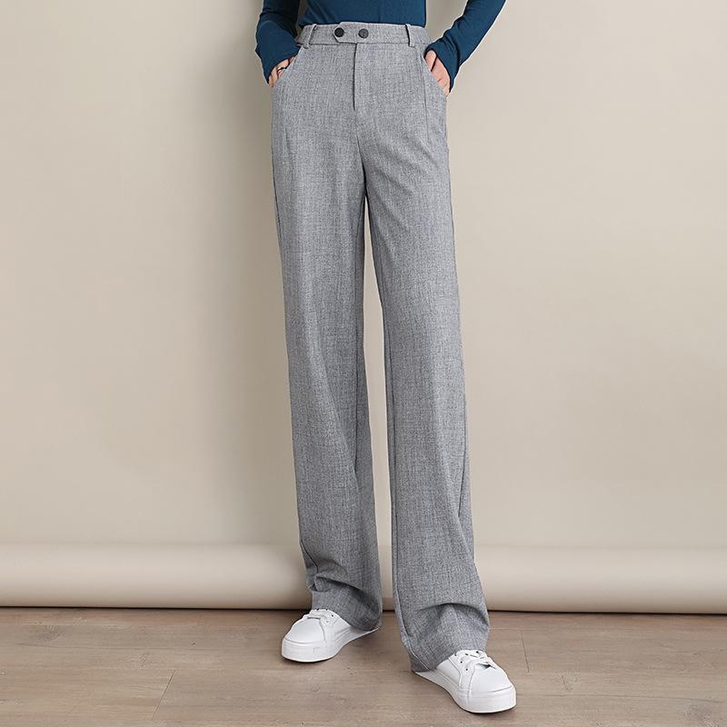 Suit pants women's gray wide-leg pants women's trousers Korean version loose straight casual pants professional pants summer thin