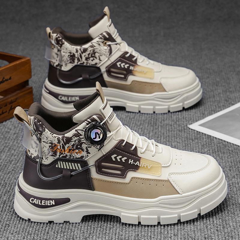 High Top Autumn Casual Leather Shoes Board Shoes Youth Mountaineering Platform Martin Boots