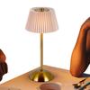 Small Pleated Table Lamp USB Rechargeable Nightstand Lamp Cordless Desk Lamp for Bedroom Living Room Home Office Decor