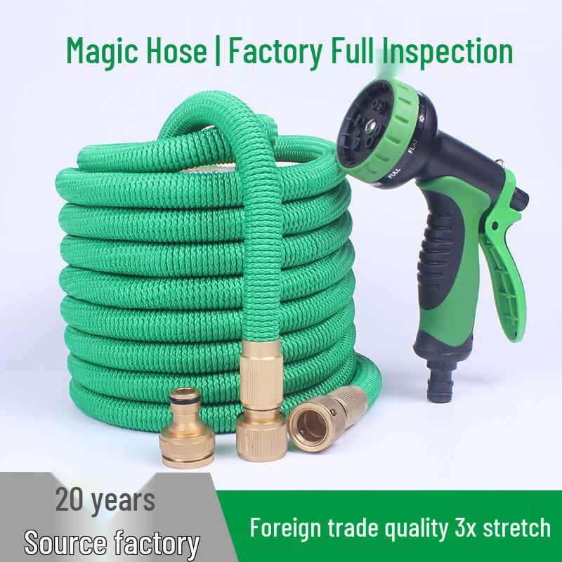 

Second Generation Retractable Water Hose with Ten-Function Spray Gun, 3x Telescopic Design for Garden Use. 25FT Red Ten-Function Water Gun