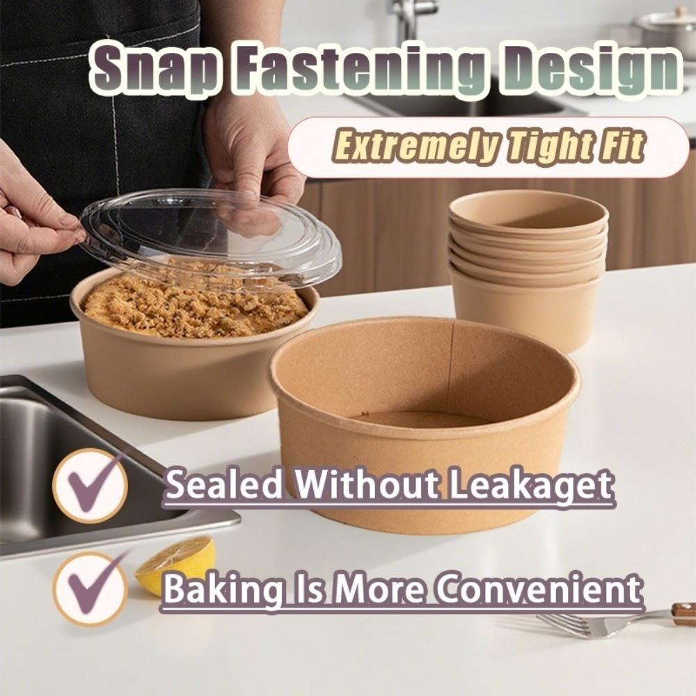 50pcs Disposable Kraft Salad Bowl 500/750ml Disposable Food Container  Food Packaging