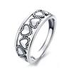 BF CLUB 925 Sterling Rings for Women Simple Geometric Handmade Irregular Retro Hollow Heart Ring Allergy For Birthday Gift