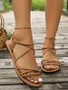 Women's Flat-Bottomed Thin-Strap Sandals, Summer 2024 Style, Cloud Comfort, Fairy Look, Perfect for Outdoors & Skirts, Roman Beach Chic.