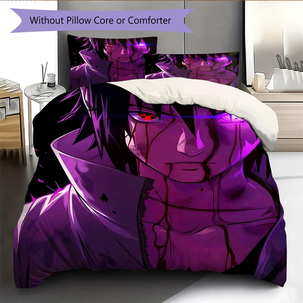 Sasuke Uchiha Pattern Bedding Home Decoration Birthday Gift (1 * duvet cover + 2 * pillowcase, without core)