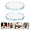 Healifty 2-Piece Glass Drink Coasters with Crystal Craft Cutouts, 8cm Clear Decorative Round Display Base for Kitchen and Restaurant Tabletops