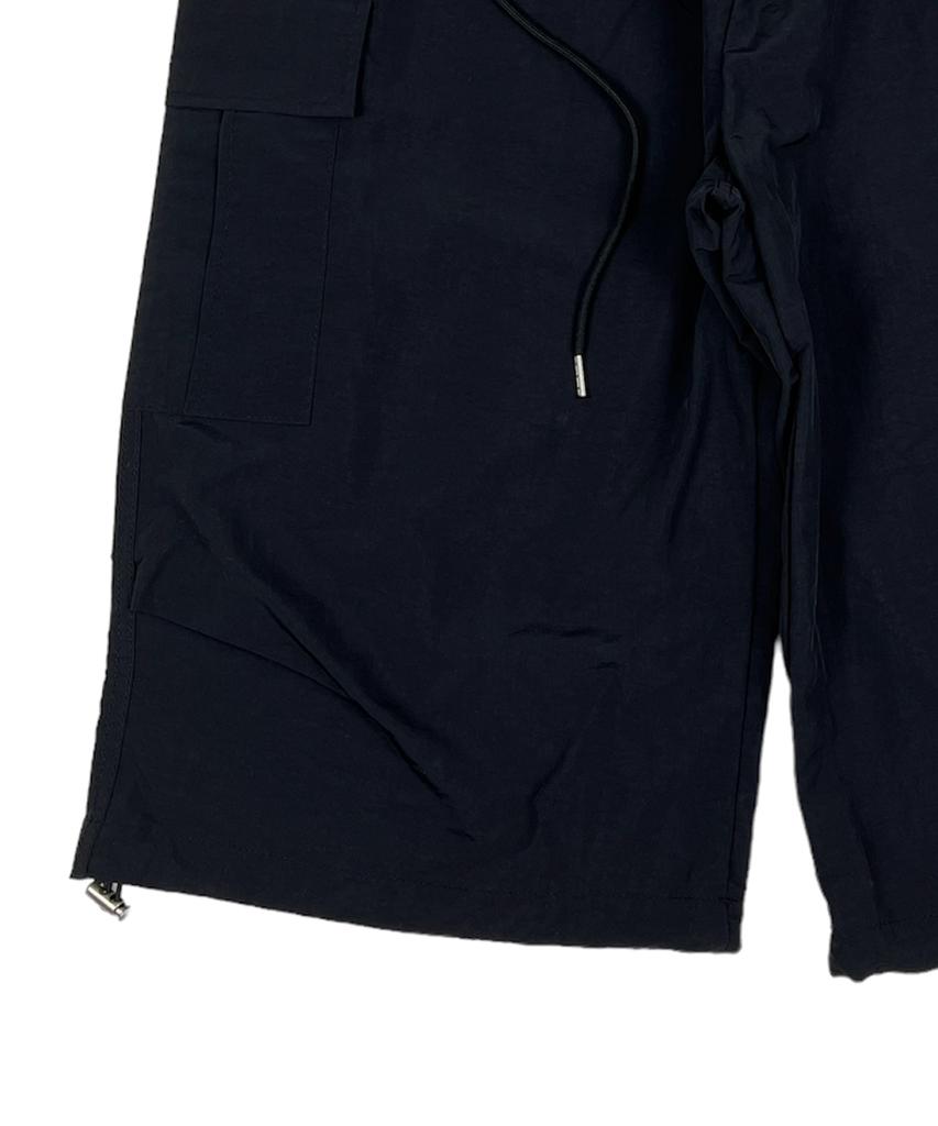 SK8ER ROCK Nylon Cargo Wide Long Half Pants Black