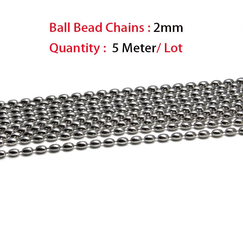 1.5 2.4 3.2 mm Stainless Steel Metal Ball Bead Chains Connector Accessories Chains Bulk For Necklace Keychain DIY Jewelry Making
