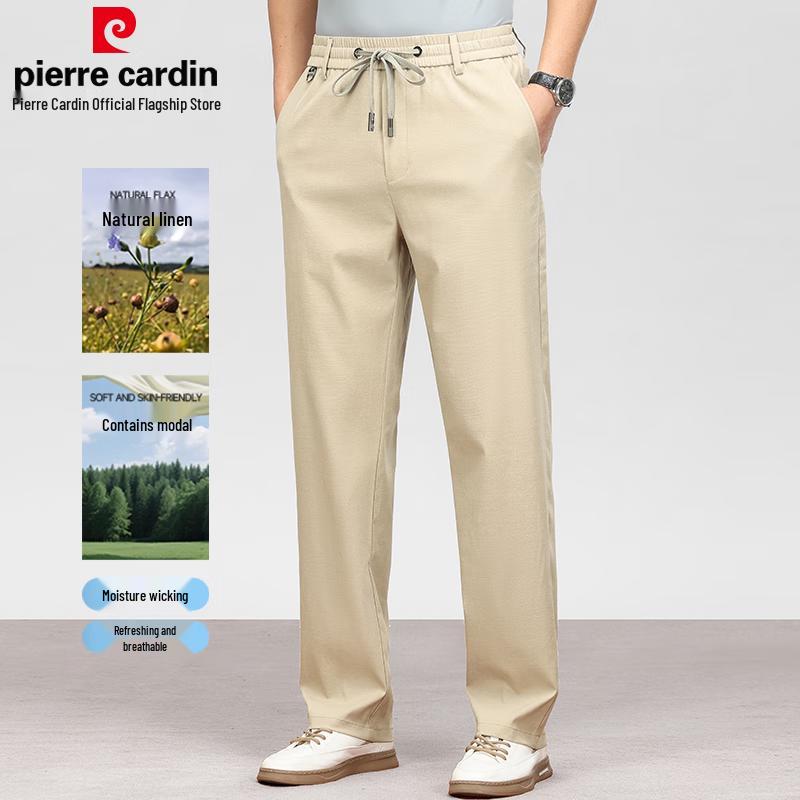 Pierre Cardin Men's Linen Modal Blend Straight-Leg Casual Pants