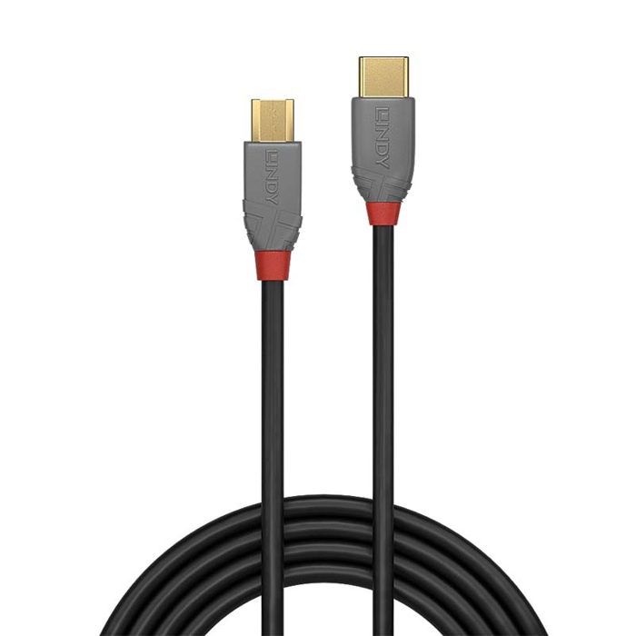 Câble USB 2.0 type C vers Micro-B - LINDY - Anthra Line - 2m - Double blindage - Contacts plaqués or