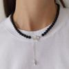(925 Silver) Star Toggle 6mm Onyx Necklace Nz2104