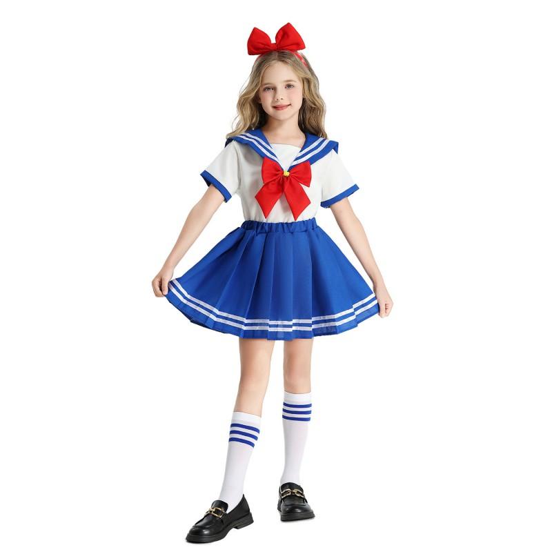 Girls Performance Costume Set Sailor Style JK Uniform Children Dance Party Cosplay Outfit