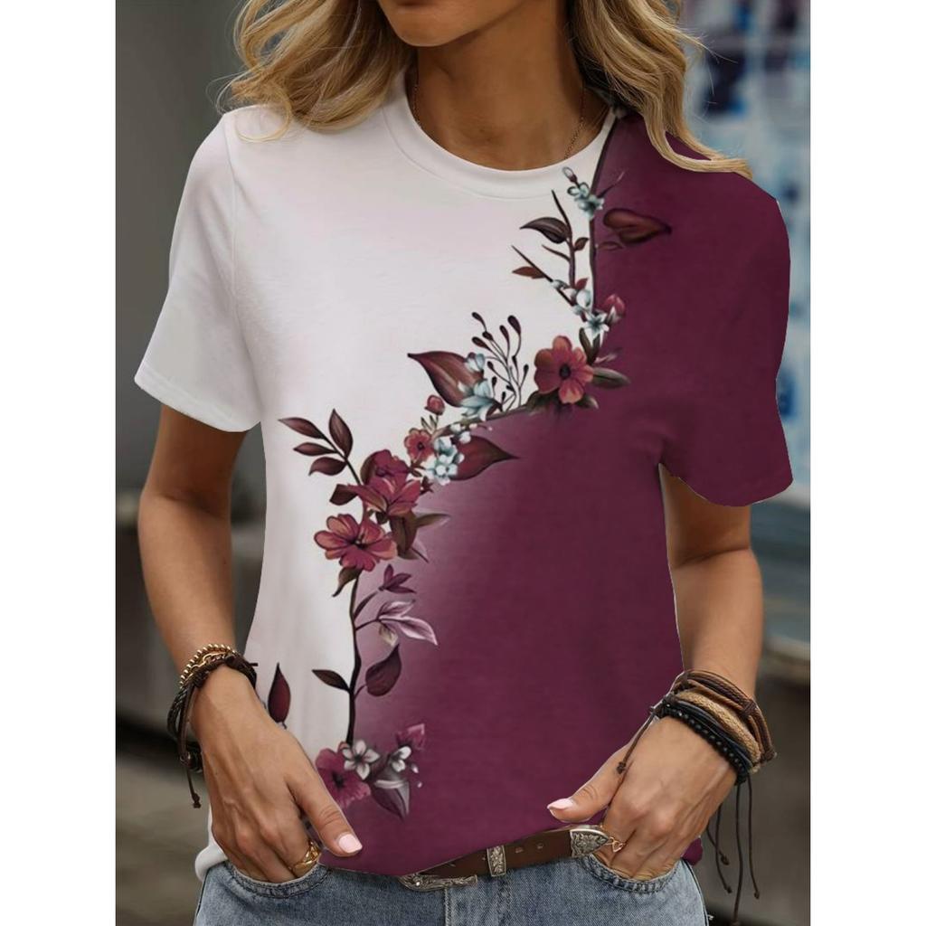 New T-shirts and cartoon printed oversized T-shirts loose summer tops 2025 fashion short-sleeved T-shirts