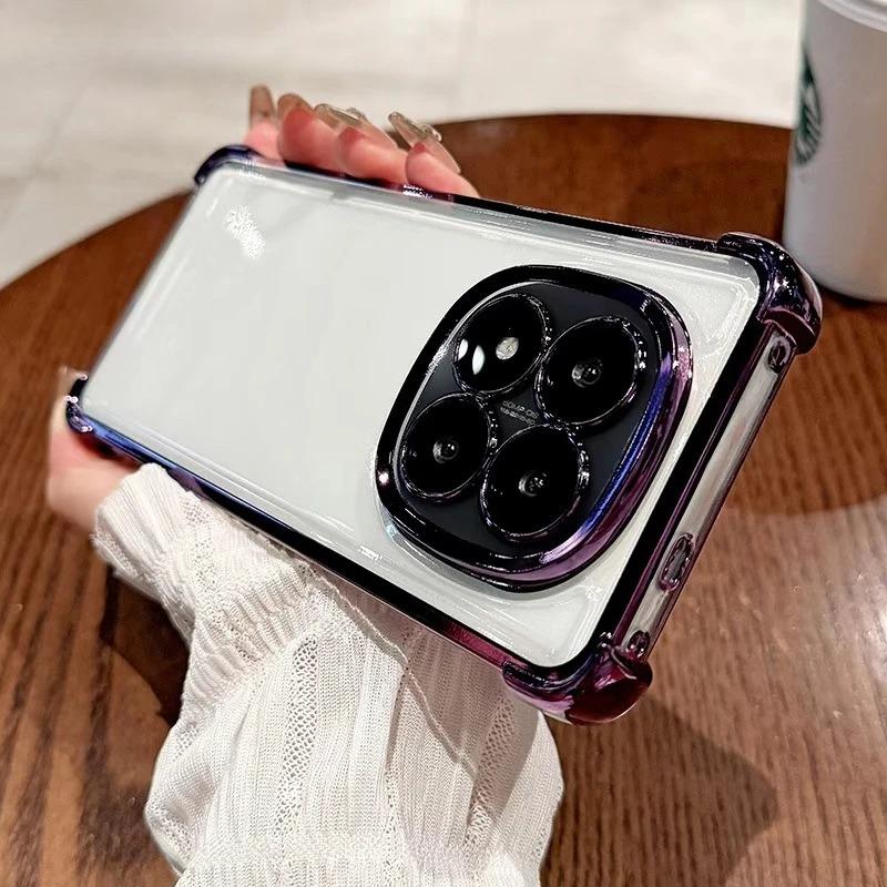 

Прозрачный ударопрочный силиконовый чехол с гальваническим покрытием для Xiaomi Redmi Note 14S 14 Pro Plus Note 13 Pro 4G 5G Redmi A5 14C 13C 12C Poco C71 X7 Pro X6 M7 M6 C65 Redmi 13C 5G фиолетовый