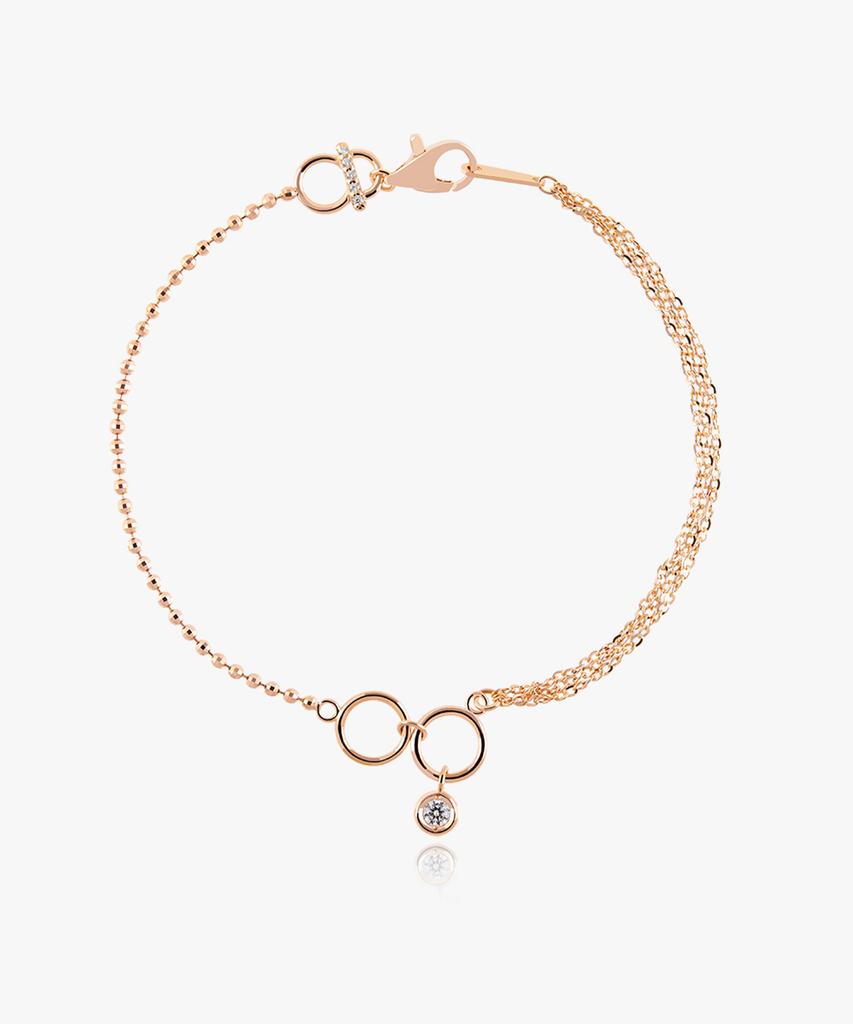 Helene Jewelry 14K Snuggle Mirror Ball And Chain Layered Gold Bracelet