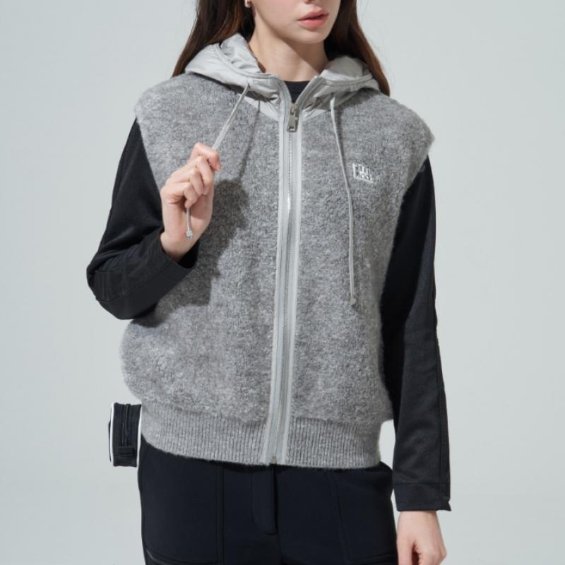 Blu Dot Soft Boucle Hooded Zip Vest Mg