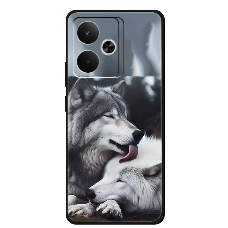 Phone Case For Realme GT 7T Case Flowers Soft Black Silicone Back Cover For Realme 14 5G 15 Pro GT7 Case Shockproof Coque Fundas
