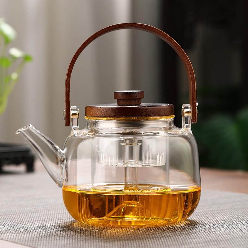 

Скляний чайник із горіховою дерев’яною ручкою – термостійкий чайник для приготування їжі та пари при високій температурі vertical stripes flat