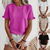 Women's Spring/Summer New Style Crew Neck Ruffled Short Sleeve T-Shirt Top