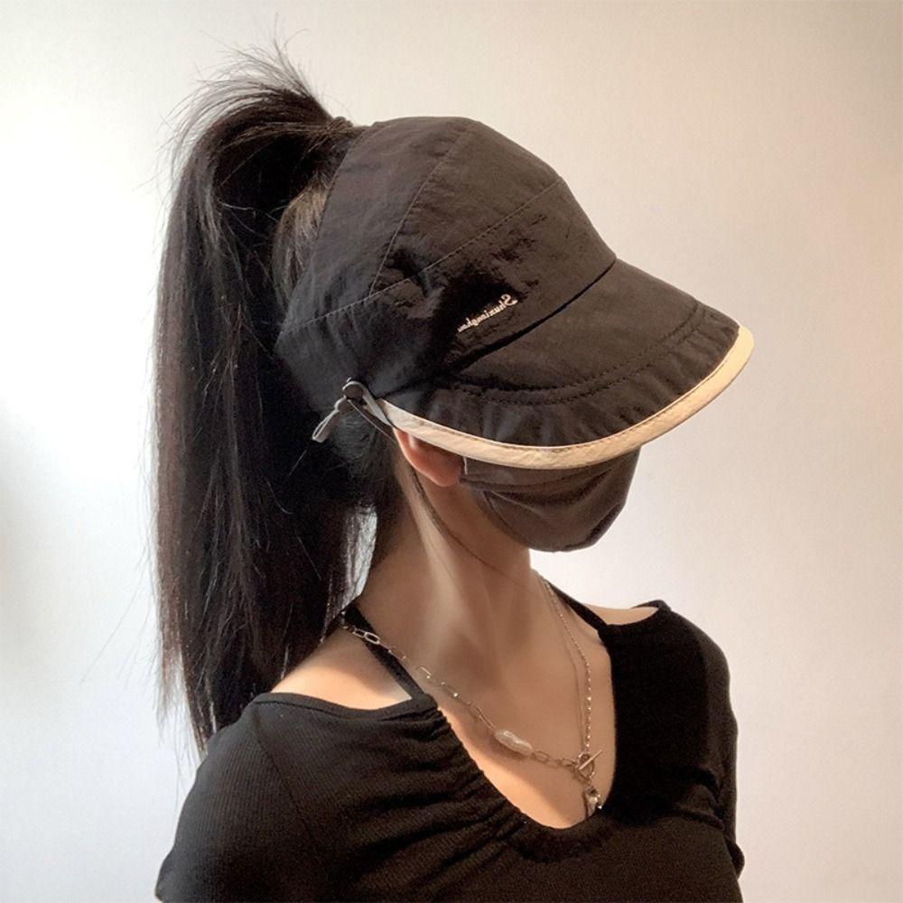 Portable Empty Top Women Sun Hat Wide Brim Sun Protection Outdoor Beach Cap Anti UV Folding Fisherman Hat