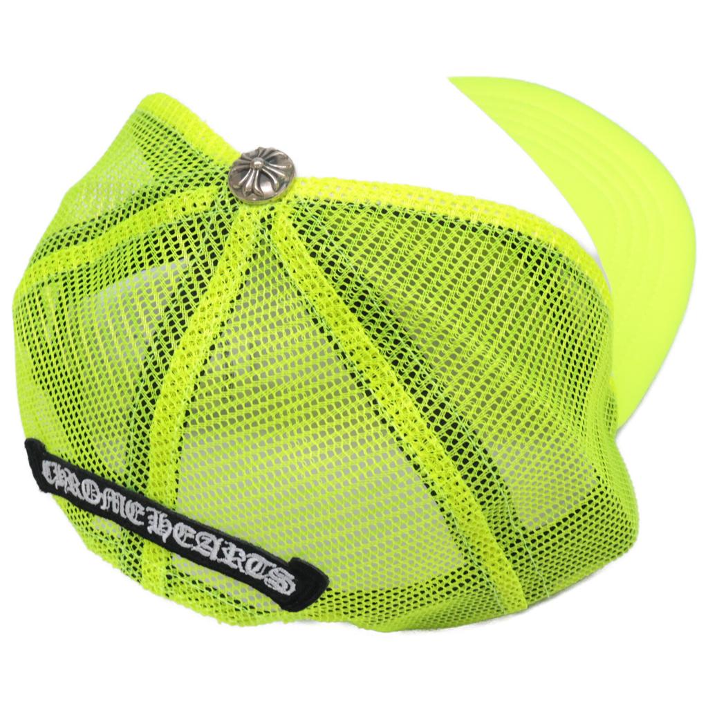 CHROME HEARTS [Excellent Condition] 040-055243 3 Cemetery Cross Patch Trucker Cap Hat 53-60 Neon yellowUsed
