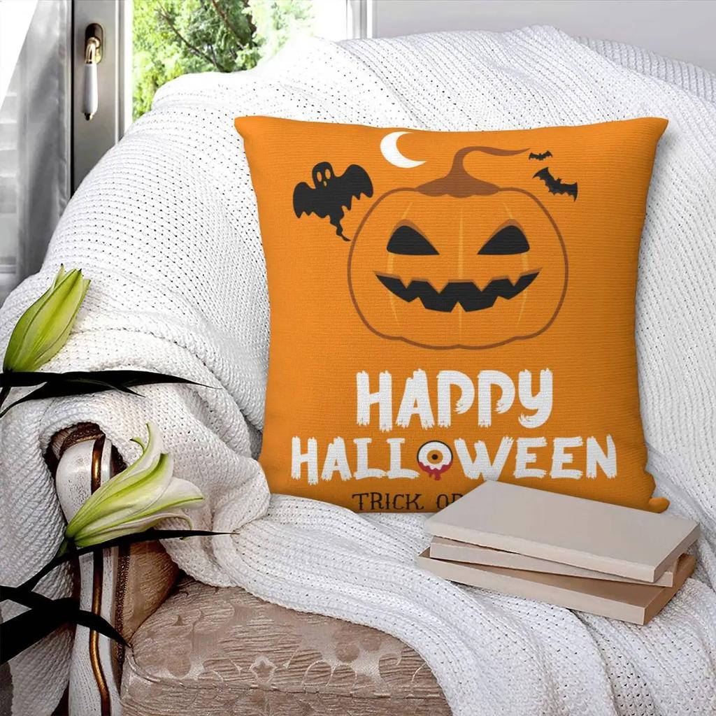 Halloween Spooky Pumpkin Pillowcase Printing Polyester Cushion Cover Decorations Throw Pillow Case Cover Home Zippered