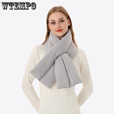2PCS Autumn Winter Neck/Waist Protection Warm Scarves Portable Solid Color Down Scarves Cross Cotton Scarf Shawls