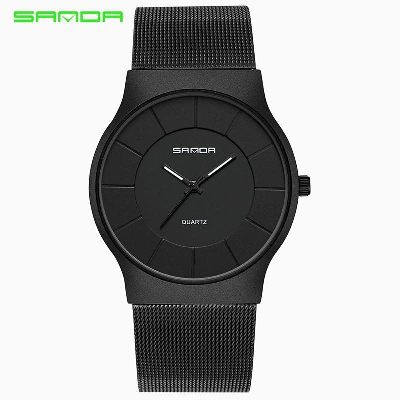 Sanda Unisex Blue Light Fashion Quartz Watch with Mesh Band чёрный