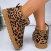 Fashion Leopard Faux Suede Ankle Boots Women Winter Thicken Plush Cotton Padded Snow Boots Thick Sole Non Slip Platform Casual Shoes