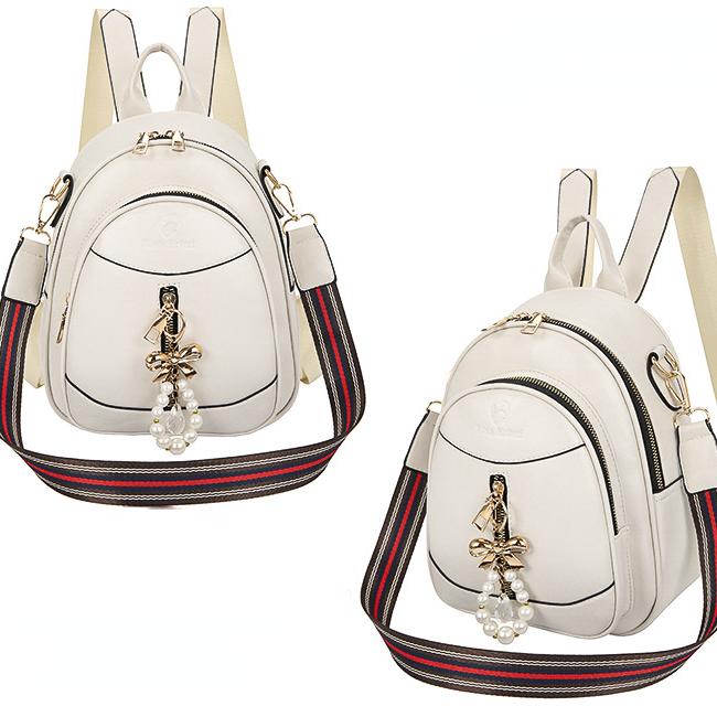 Simple Women's Backpack Casual Zipper Shoulder Bag Solid Color Travel Backpack