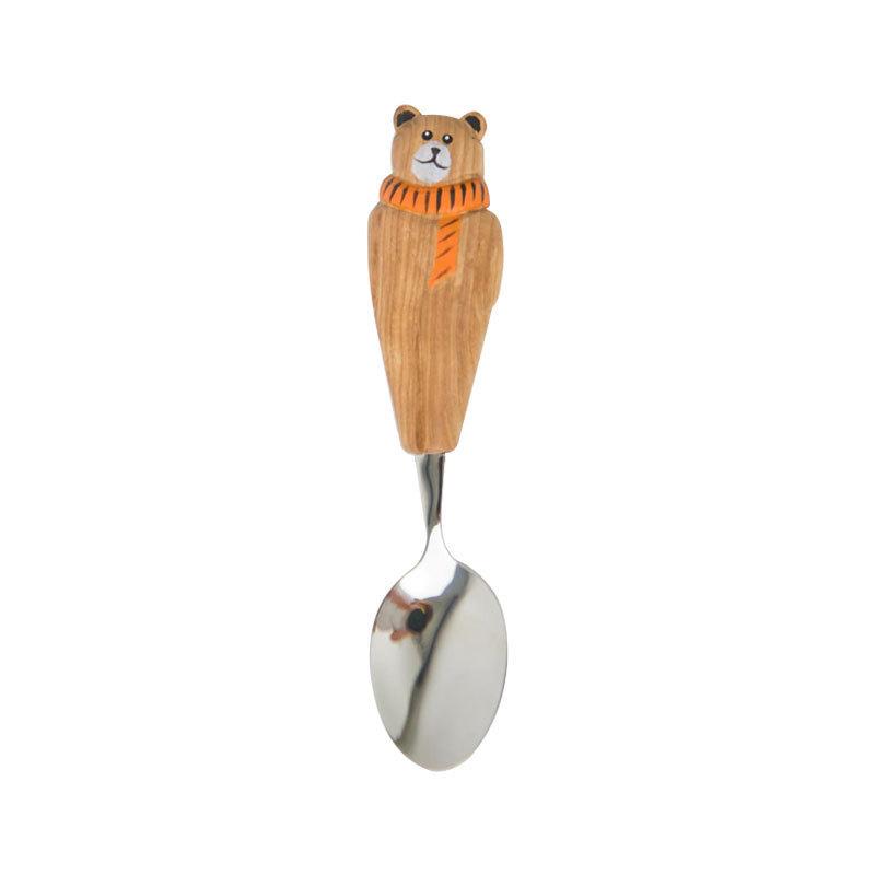 

Wooden Craft Fruit Fork And Spoon Set With Childrens Design For Home And Office Use Bown A