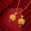 Vietnamese Gold-Plated Peacock Pendant: Ethnic Brass Water Drop Design for Women's Wedding Costume