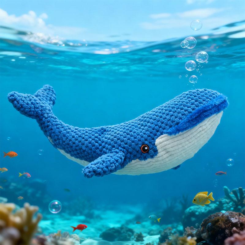 

Large Blue Whale Dog Toys Resistant Indestructible Plush Big Sound Dog Toy With Squeaker Small Raw Dogs Chew Puppy Pet Supplies