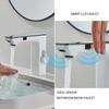 White Smart Sensor Basin Faucet Screen Digital Display Hot Cold Water Mixer Tap Touchless Vanity Sink Faucet For Bathroom