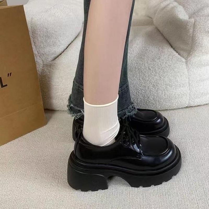 

Mary Jane shoes autumn new college style women s lace-up small leather shoes platform sole one pedal women 35 матовый черный