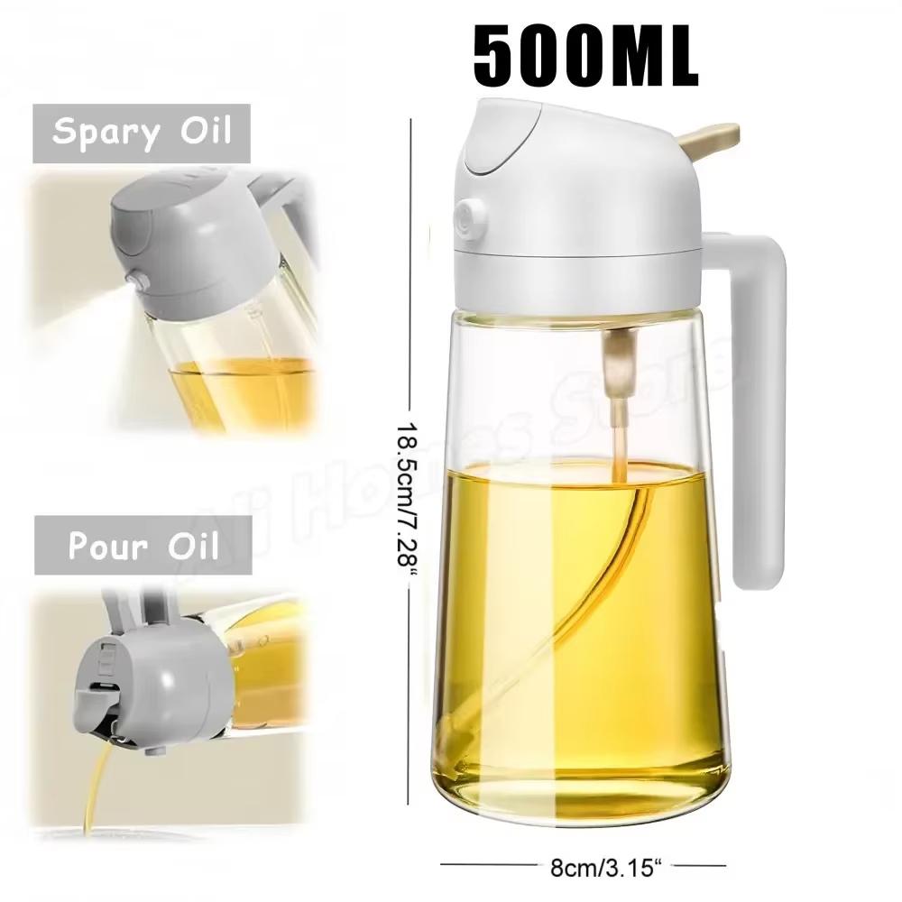 

1PC 2in1 Olive Oil Dispenser Bottle 500ml Plastic Oil Sprayer Cooking Oil Spray Tank BBQ Baking Picnic Kitchen Tools for Home