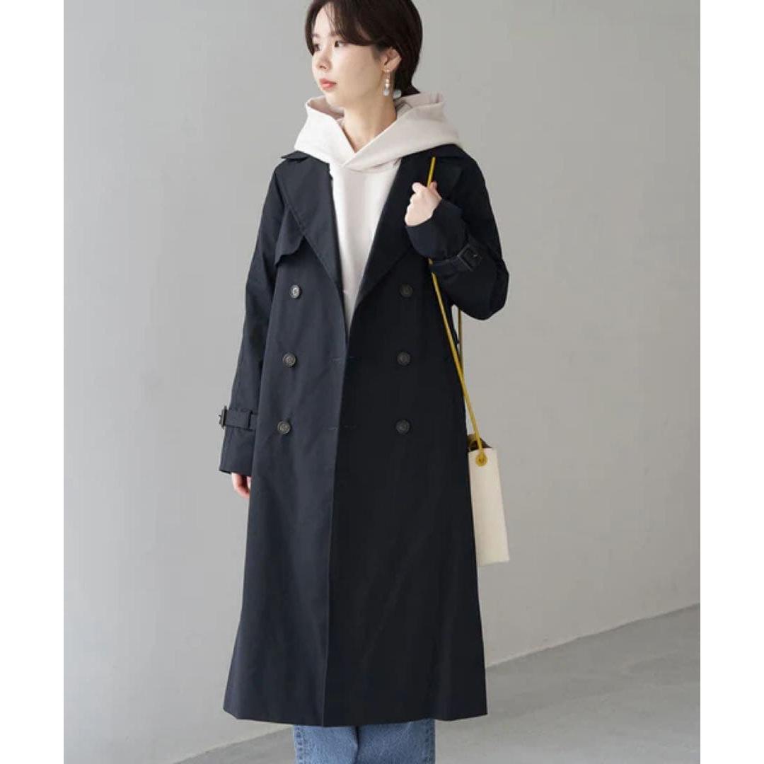 Cotton-like long trench coat navy dark blue Rope Picnic new with tag