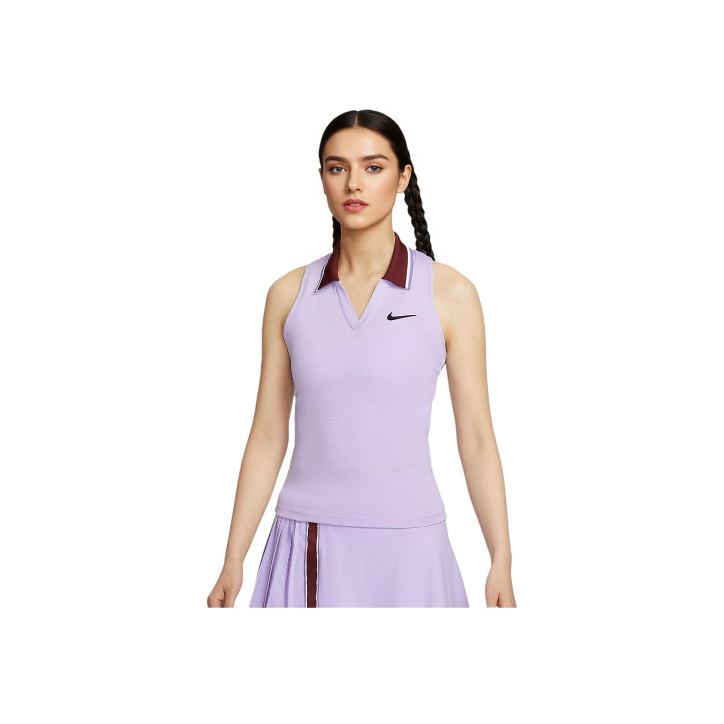 Nike Tennis Polo Comfortable Simple Sleeveless Top Women tops Purple FZ6753-515 S