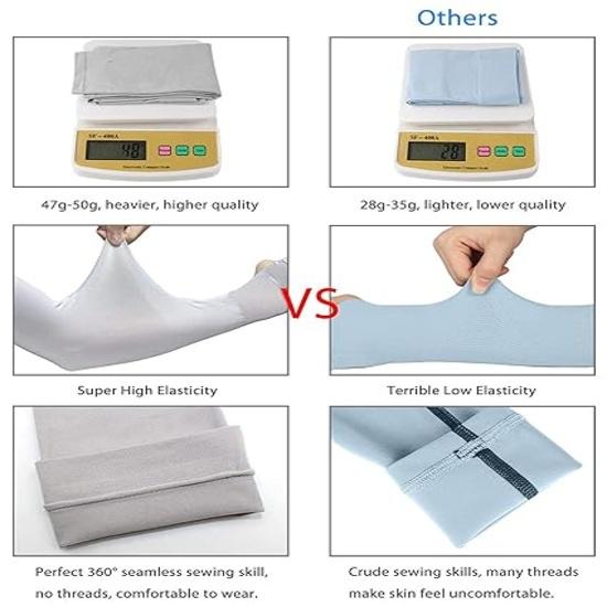 KD Arm Sleeve Cooling or Warmer Sleeves UV Protection for Men Women Kids Sunblock Thumb Hole Fishing Running Golf Cycling Tattoo Cover Arm (White)