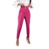 Women's Solid Color Slim Button Zipper High Waist Pocket Calf Pants