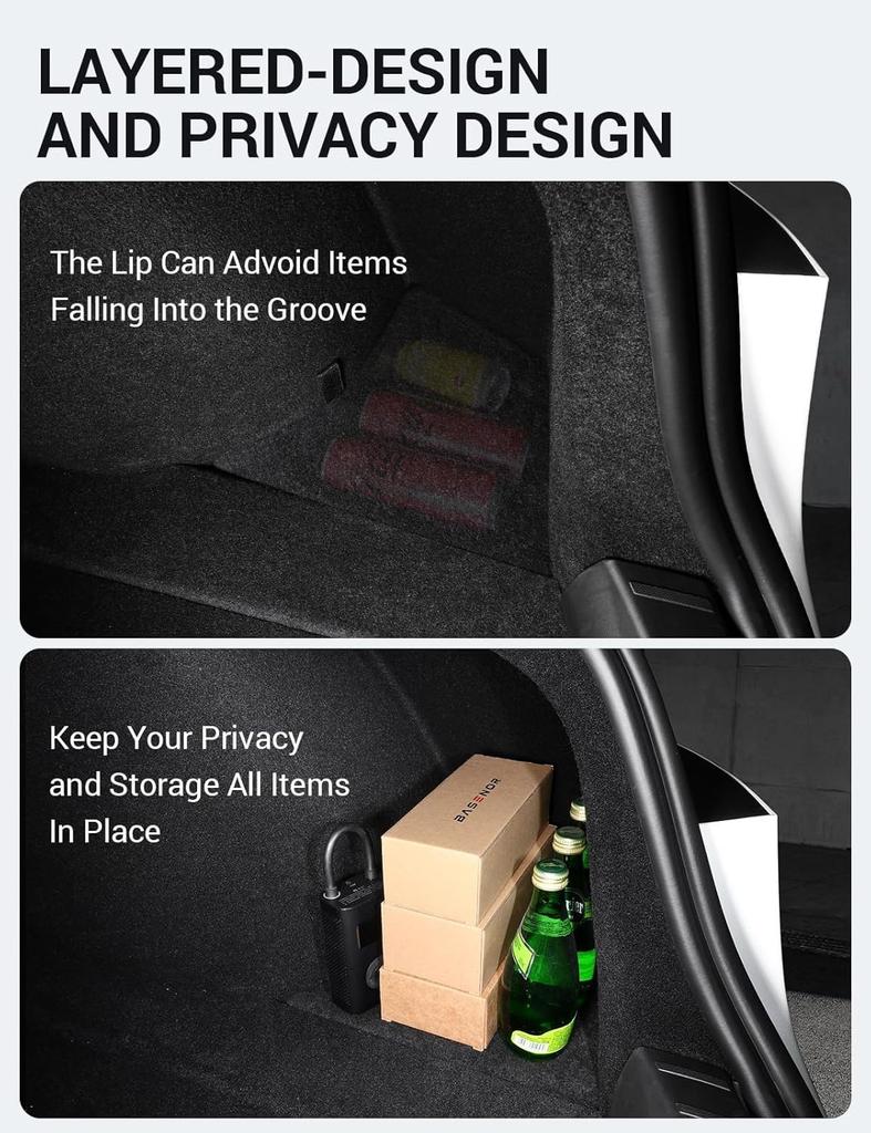 Trunk Organizer for Tesla Model 3 2026 Highland Trunk Storage Bins with TPE Lid Waterproof Rear Trunk Side Storage box 2PCS