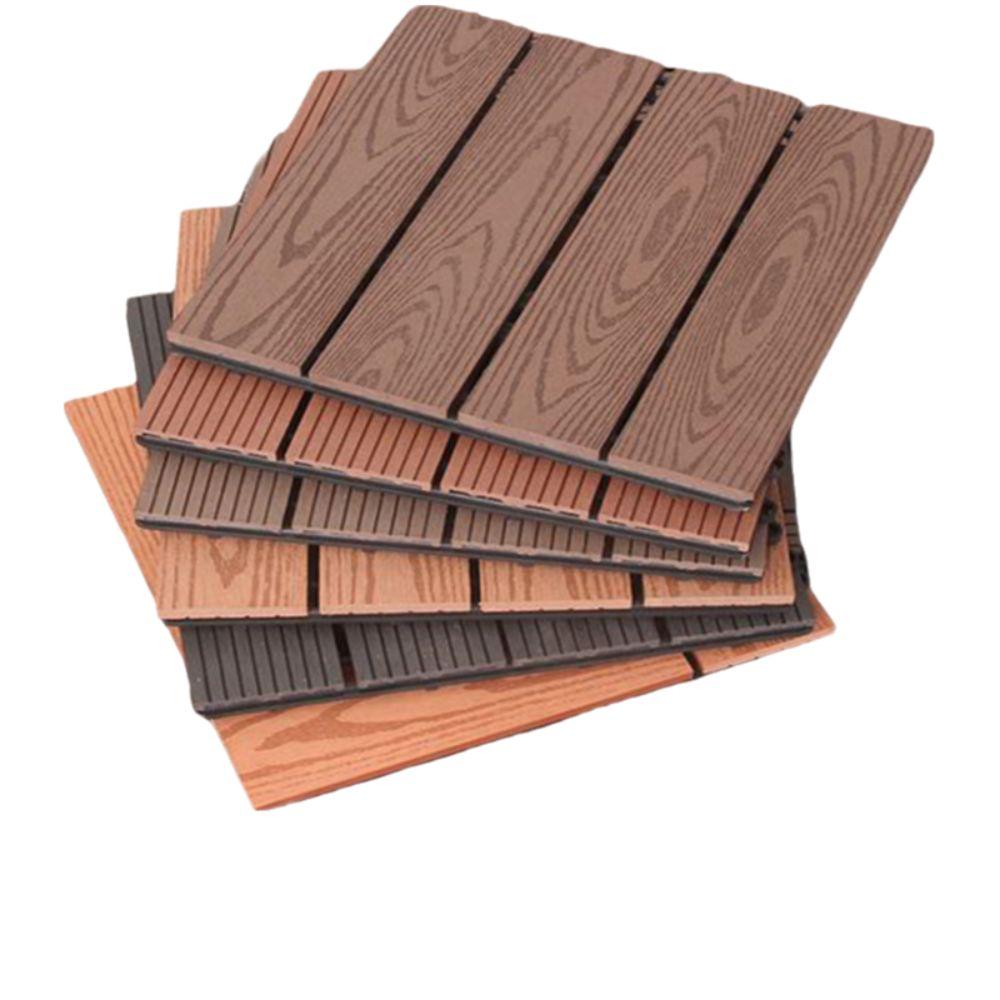 Interlock Wooden WPC Floor Hardwood Terrace Brick New Patio Deck Tiles  Landscaping