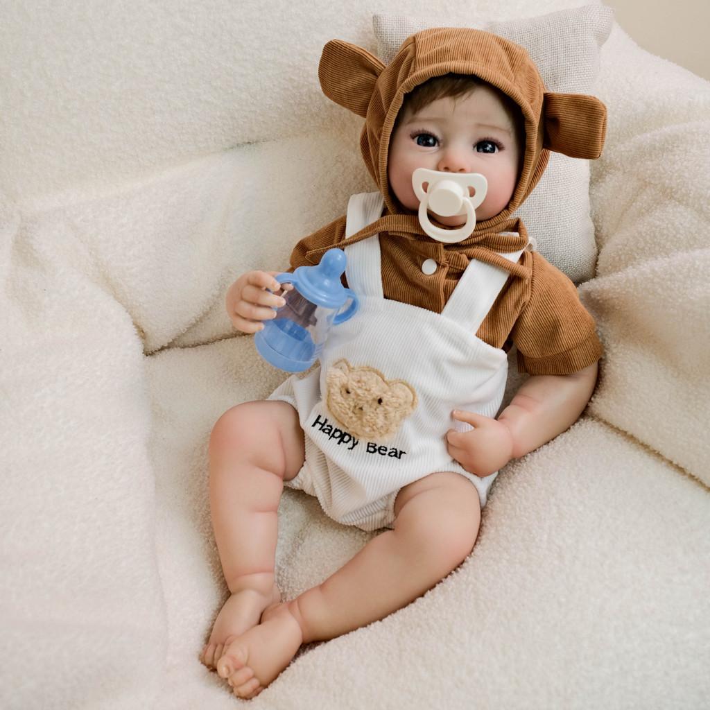 Silicone Baby Doll With Bear Overalls For Collectors And Gift Buyers