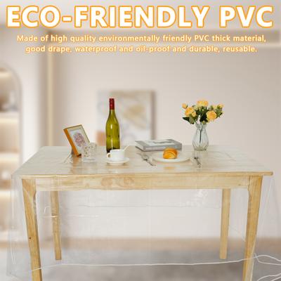 PVC Transparent Tablecloth Protector Waterproof Plastic Stain Resistant Table Protector Oil Proof Clear Heat-Resistant
